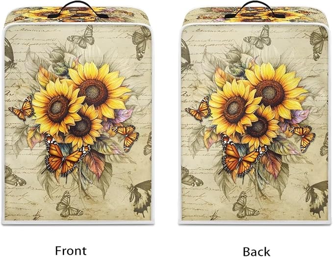 Mumeson Butterfly Sunflower Coffee Maker Cover, Universal Waterproof and Dustproof Cover for Home Garage Office Pouch with Duarble Handle Kitchen Appliance Covers