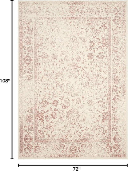 SAFAVIEH Area Rug 6x9 - Adirondack Collection - Ivory & Rose, Distressed Vintage Floral Design, Non-Shedding & Easy to Clean, Ideal for Living Room, Bedroom, Dining Space (ADR109H)