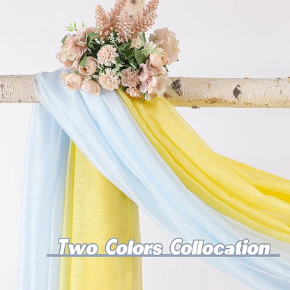 DONREN Baby Blue 144 Inch Length Sheer Window Scarf - Perfect As Valance Scarves As Well As Bed Canopy Or Wedding Decoration. (W 52 x L 144 One Panel)