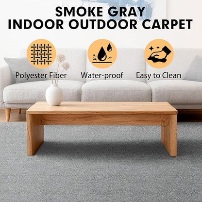Marine Carpet,6 FT x 23 FT Smoke Gray Indoor Outdoor Carpet 0.2" Thick Boat Carpet with Water-Proof TPE Backing, Non-Slide Outdoor Marine Carpet Roll for Home, Patio, Porch, Deck