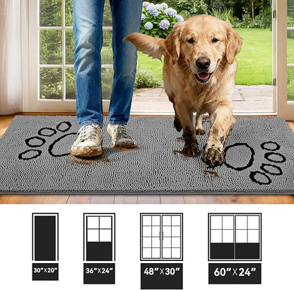 Bcoimo Super Absorbent Dog Door Mat, 60"*24" Anti Slip Mat for Muddy Paws, Pet Rugs for Dirty Paws Washable That Absorbs Moisture and Dirt, for Dog Cage and Pet Resting Carpet