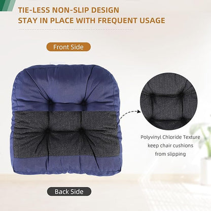 RACE LEAF 19" x 19" Patio Chair Cushions Navy - Outdoor/Indoor Tufted Memory Foam Chair Pads Set of 2, Water-Resistant Olefin Chair Seat Cushion Non-Slip Backing