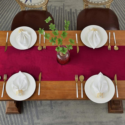 BALCONY & FALCON Velvet Table Runner 14"x95" Red Luxury Machine Washable Farmhouse Vintage Runner for Table Dining, Party, Wedding, Birthday, Easter, Thanksgiving & Christmas & Home Décor