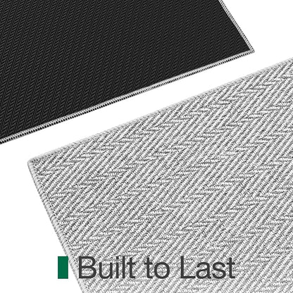 LUMI Ultra Thin Indoor Door Mat for Entrance 17"x30", Non Slip Entryway Mat, Low Profile Doormat, Unique Herringbone Design Carpet for Inside, Patio, Porch, Gray
