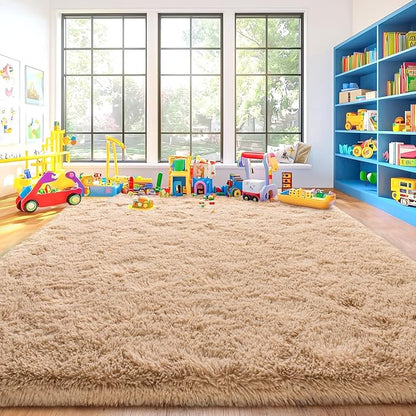 Area Rugs for Living Room, Soft Shaggy Carpets for Living Room, Fuzzy Rugs for Kids' Room, Perfect Decor for Modern Home Camel 4x6 Feet