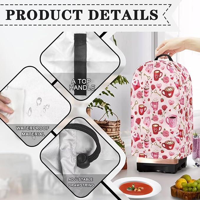 Coffee Mixer Hood Cover Dust Covers for Kitchen Appliances Valentines Day Small Appliance Dust Covers for Kitchen Coffee Maker Cover Blender Dust Protection