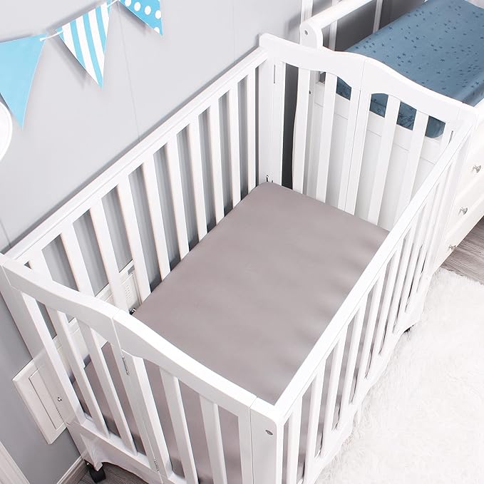 Belsden Pack of 3 Mini Crib Sheet Set, Pack N Play Sheet Set for Baby Boys and Girls, Cloudy Soft Touch and Machine Washable, Fitted Playard/Portable Crib Sheet, Dino & Navy & Gray