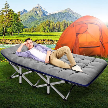 ABORON Camping Cot for Adult 28" Extra Wide, 2PK Heavy-Duty 1200D Oxford Cot for Sleeping, Portable Folding Camp Bed with Mat & Carry Bag