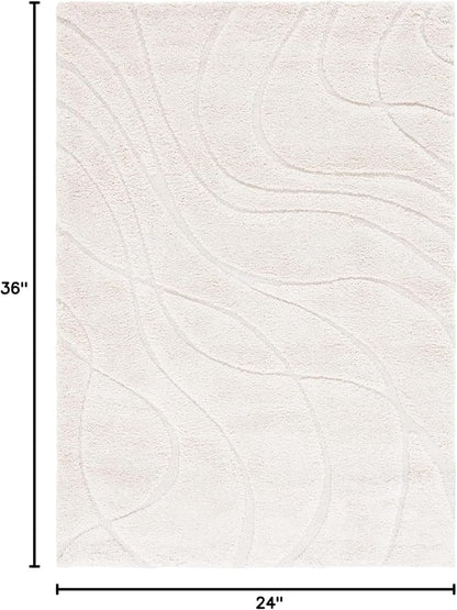 SAFAVIEH Florida Shag Collection Area Rug - 2' x 3', Creme/Creme, Geometric Design, Plush 1.2 Inch Thick Ideal for High Traffic Areas in Living Room, Bedroom, Dining (SG471-1111)