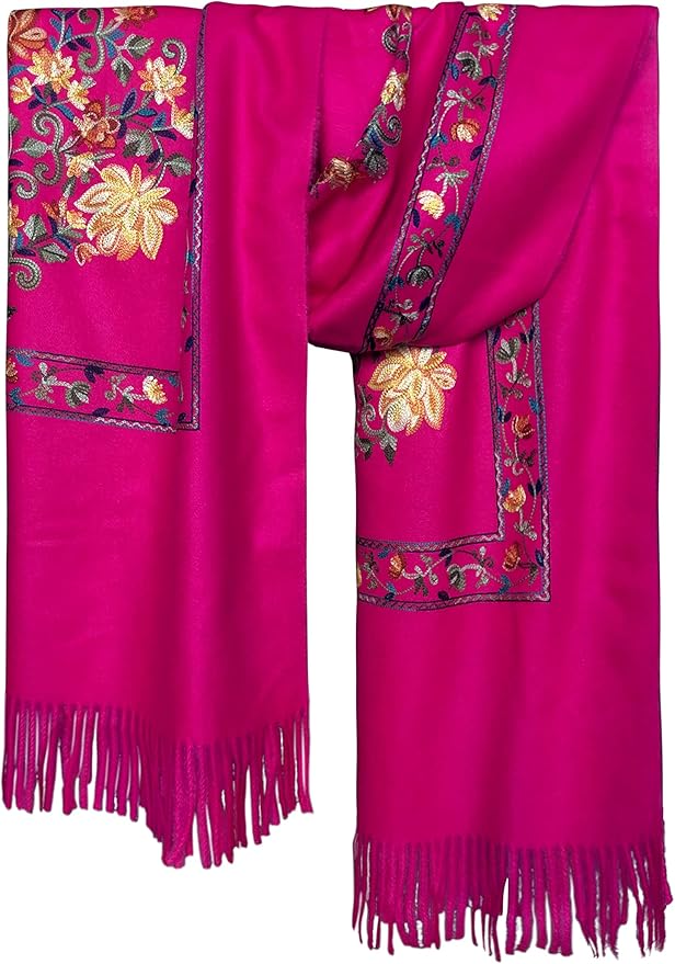 Urban CoCo Women's Embroidered Tassel Long Shawl Oversize Scarf Wraps for Women