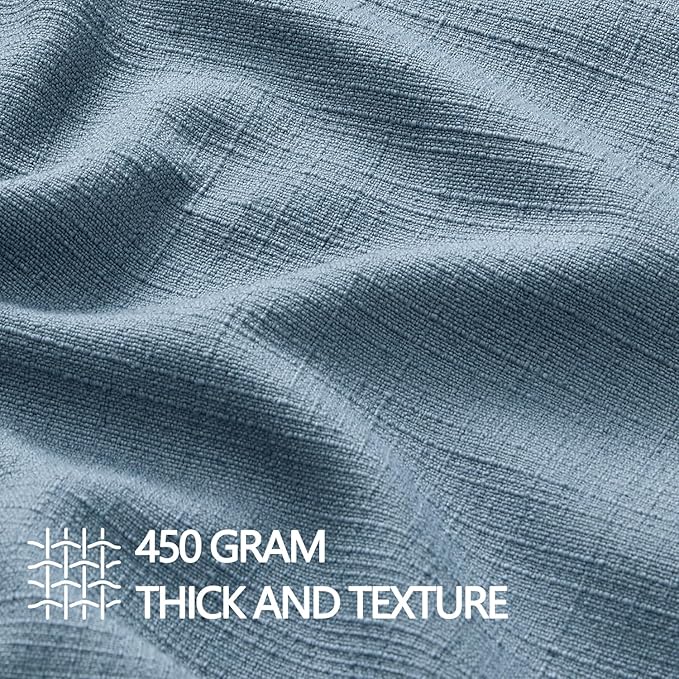 MIULEE Decorative Pillow Covers 18x18, 2 Pack Boho Farmhouse Neutral Throw Pillows for Couch, Thick Textured Modern Linen Cushion Cases Sofa Bed Living Room Home Decor, Blue