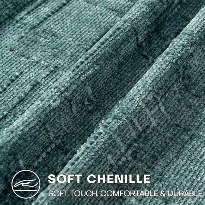 Decorative Throw Pillow Covers 20x20 Inch Set of 2, Soft Solid Farmhouse Chenille Couch Pillows, Spring Pillow Covers for Couch Sofa Bed Living Room Home Decor Pillowcase, Teal