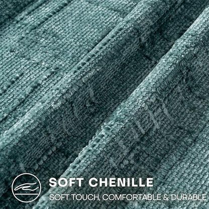 Decorative Throw Pillow Covers 20x20 Inch Set of 2, Soft Solid Farmhouse Chenille Couch Pillows, Spring Pillow Covers for Couch Sofa Bed Living Room Home Decor Pillowcase, Teal