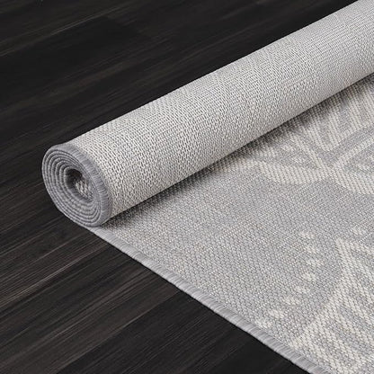Medallion Outdoor Rug 6x9 Washable Outside Carpet for Indoor Patio Porch Waterproof Easy Cleaning Non Shedding Area Rugs Gray 6 x 9