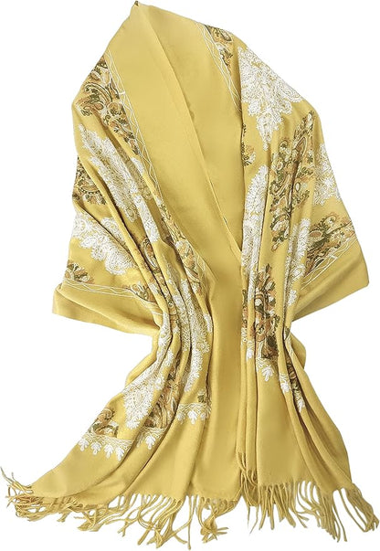 Urban CoCo Women's Embroidered Tassel Long Shawl Oversize Scarf Wraps for Women