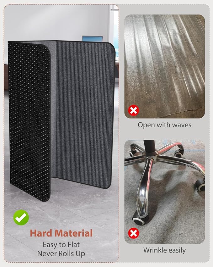 Blvornl Office Chair Mat for Hardwood Floor and Low Pile Carpet, 35.5" x 47.2" Corduroy Surface Desk Rolling Chair Mat for Hard Floors, Heavy Duty Carpeted Floor Protector Rug for Home, Dark Grey