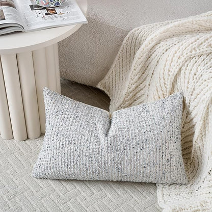 Striped Throw Pillow Covers 12x20 Set of 2 Blue Textured Boucle Chic Morden Boho Accent Farmhouse Rectangular Lumbar Decorative Couch Pillow Covers for Home Decor Bed Sofa Living Room