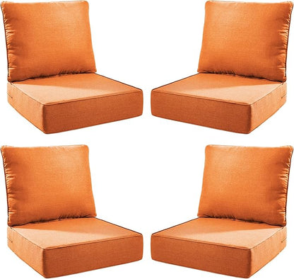 Luxury Outdoor Seat Cushion Set-24 x 24 x 6 Inch Outdoor Chair Cushions with Water Resistant & Removable Cover Outdoor Cushions for Patio Furniture Chair Sofa Couch