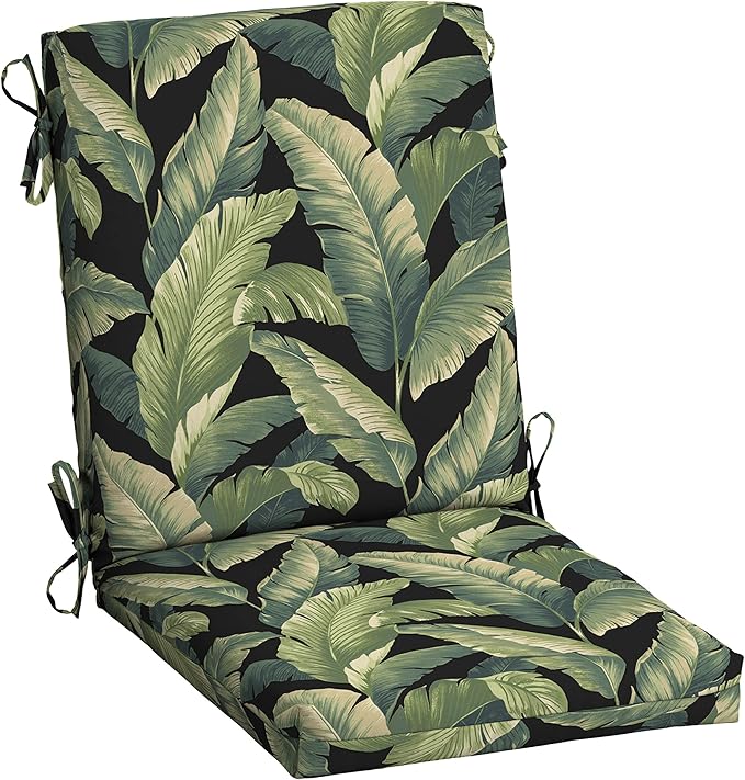 Arden Outdoor Dining Chair Cushion, 2 Pack, 20 x 20, Rain-Proof, Fade Resistant, Onyx Cebu