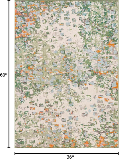 SAFAVIEH Monaco Collection Area Rug - 3' x 5', Sage & Rust, Abstract Watercolor Design, Non-Shedding & Easy Care, Ideal for High Traffic Areas in Living Room, Bedroom, Dining (MNC225W-3)
