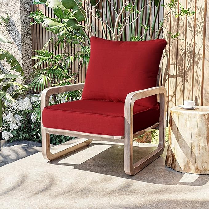 COZYVIDA Outdoor/Indoor 24x24 inch Deep Seat Patio Cushions Set of 1 Resilient Foam Filling Water Repellent Stain-Resistant UV Resistant Weather Resistant Patio Cushions Chili