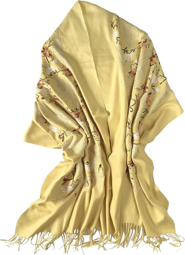 Urban CoCo Women's Embroidered Tassel Long Shawl Oversize Scarf Wraps for Women