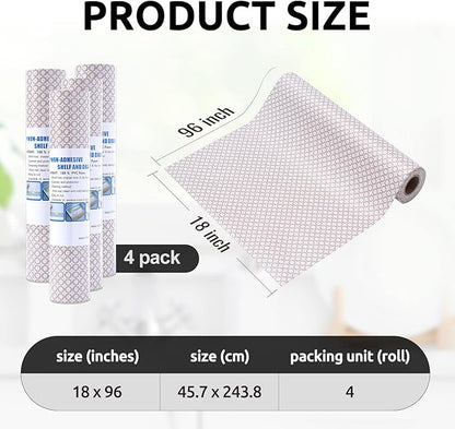 RAY STAR 18X96 Inch Shelf Liner for Kitchen Cabinets, Non-Adhesive Cabinet Liner Washable, PVC Drawer Liner for Dresser Non-Slip Bathroom (Circle)(4 Roll)