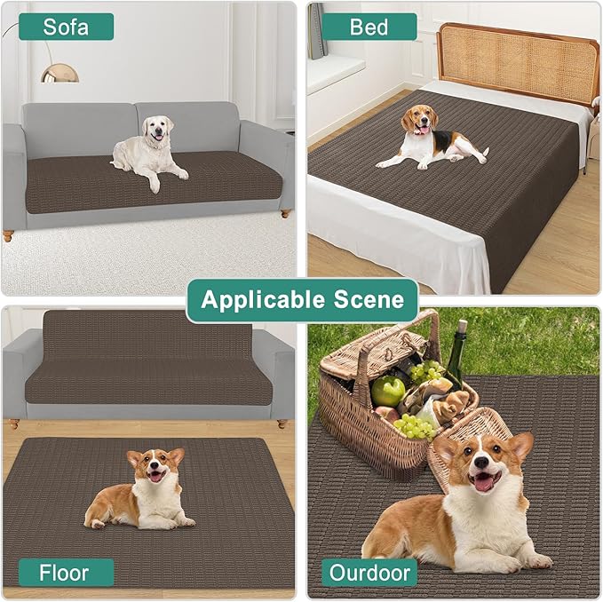 Foxdecor Couch Cover Sofa Covers Washable, Dog Bed Cover Couch Covers for 3 Cushion Couch Sofa Pet Friendly, Dog Couch Cover Furniture Covers for Pets.(Chocolate 58x82 inch)