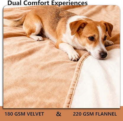Waterproof Blanket for Couch, Leak Proof Dog Bed Blankets Reversible, Pet Throw Sofa Furniture Protector Machine Washable-68 x82,Orange+Cream
