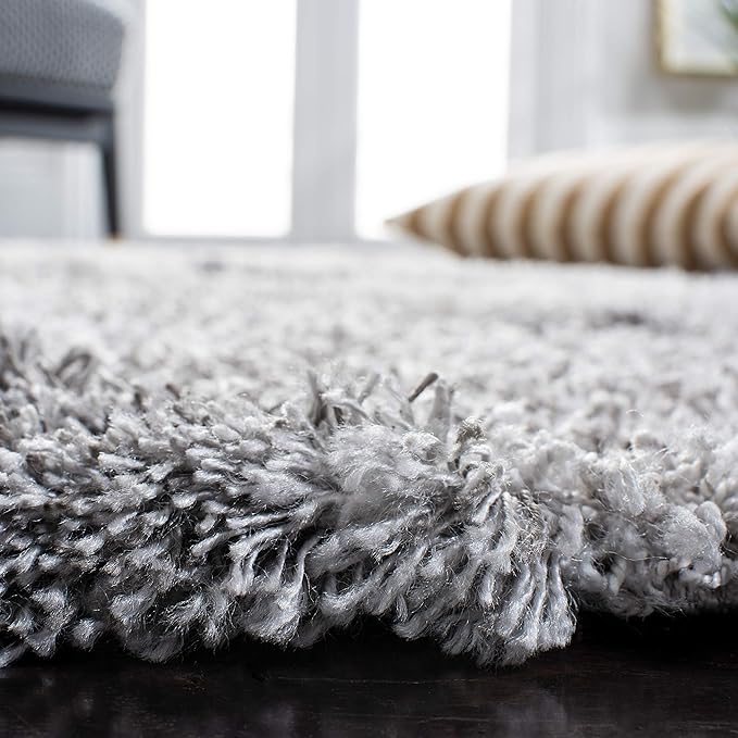SAFAVIEH Horizon Shag Collection X-Large Area Rug - 11' x 15', Grey & Ivory, Abstract Design, Non-Shedding & Easy Care, 2-inch Thick Ideal for High Traffic Areas in Living Room, Bedroom (HZN890F)