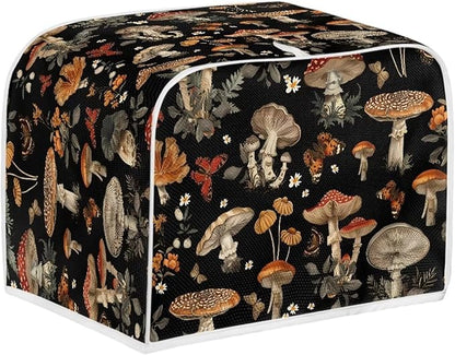 Mushroom Printed 2 Slice Kitchen Machine Covers, Dustproof Toaster Cover Fits Most Standard Toaster, Small Kitchen Appliance, Bread Maker Protector