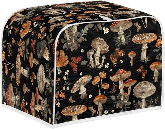 Mushroom Printed 4 Slice Kitchen Machine Covers, Dustproof Toaster Cover Fits Most Standard Toaster, Small Kitchen Appliance, Bread Maker Protector
