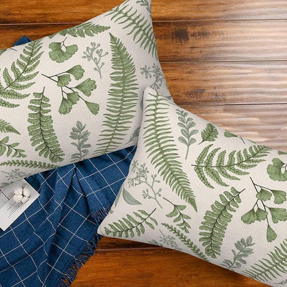 Leaves and Herbs Throw Pillow Cover Case Vintage Floral Botanical Throw Pillows Set of 2 Super Soft Pillow Covers 20x12 Inches Farmhouse Home Decor for Living Room Bedroom Sofa Couch Cushion Cover