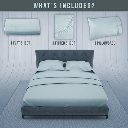 Twin Sheets Set - Luxury Hotel Bed Sheets - Soft Cooling Sheet with Elastic Corner Straps - Deep Pockets Microfiber Bedsheet - Bedding Sheet & Pillowcases - 3 PC (Twin Size, Light Blue)