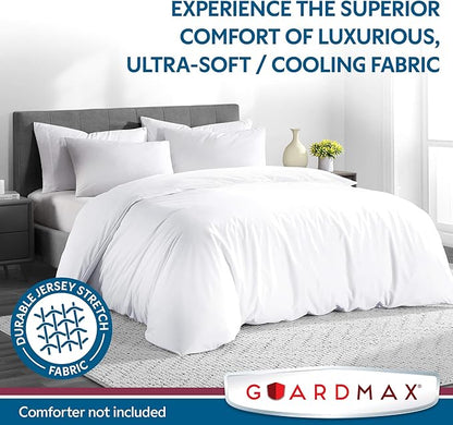 Guardmax Waterproof Duvet Cover - Jersey Fabric with Zipper Closure | Premium Quality, Bed Bug & Allergen Proof Queen (86 x 86)