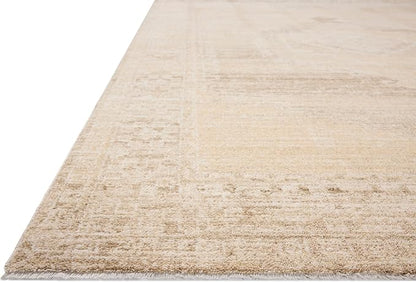 Loloi Chris Loves Julia Palma Collection PLM-07 Wheat/Taupe 2'-3" x 3'-10" Fringe Accent Rug Vintage Style Boho Living Room Bedroom Carpet