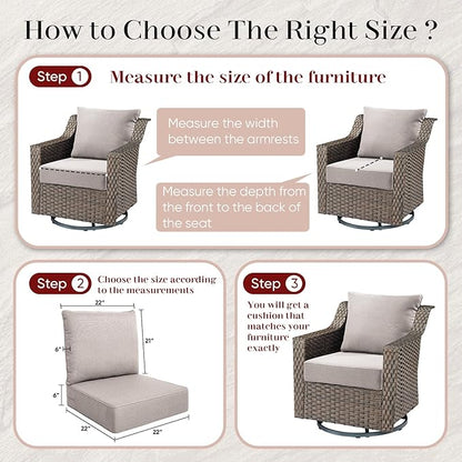 Luxury Outdoor Seat Cushion Set-22 x 24 x 6 Inch Outdoor Chair Cushions with Water Resistant & Removable Cover Outdoor Cushions for Patio Furniture Chair Sofa Couch