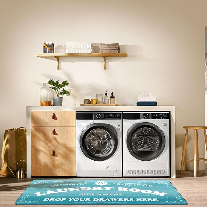 Zoke Laundry Room Rug Runner Stylish Non-Slip Laundry Room Mat 20"x47", Versatile, Waterproof Runner for Laundry, Kitchen, and Bathroom, Mudroom Decor and Farmhouse Charm