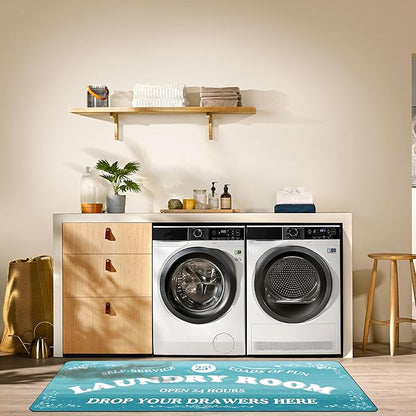 Zoke Laundry Room Rug Runner Stylish Non-Slip Laundry Room Mat 20"x47", Versatile, Waterproof Runner for Laundry, Kitchen, and Bathroom, Mudroom Decor and Farmhouse Charm