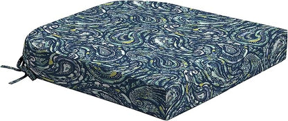 Arden Foam Outdoor Round Back Seat Cushion, 20 x 19, Made with ProFoam, Rain-Proof, Fade Resistant, Sapphire Blue Ridge Paisley