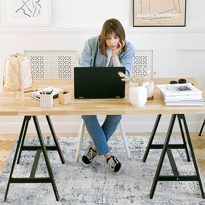 chakme Office Chair Mat for Hardwood Floor, 48"x36" Easy Glide Computer Desk Mat Protector for Rolling Chair Under Desk Rug Nonslip Backing, Machine Wash, (Boho)