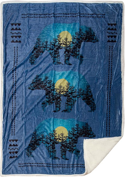 CARSTENS, INC. Ultra Premium Super Soft Plush Sherpa Fleece Oversized Throw Blanket 54" x 68", Three Bears