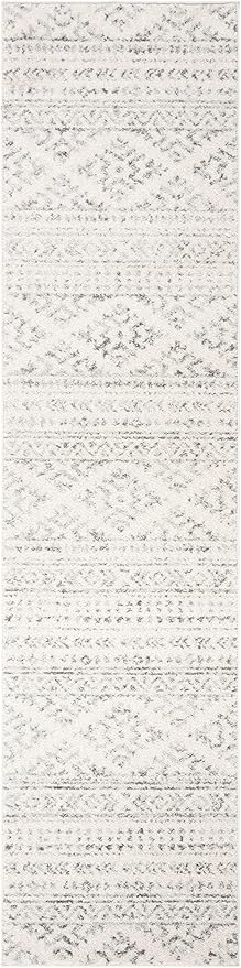 SAFAVIEH Tulum Collection Runner Rug - 2' x 13', Ivory & Grey, Moroccan Boho Tribal Design, Non-Shedding & Easy to Clean, Ideal for Living Room, Hallway, Foyer, Bedroom (TUL272A)