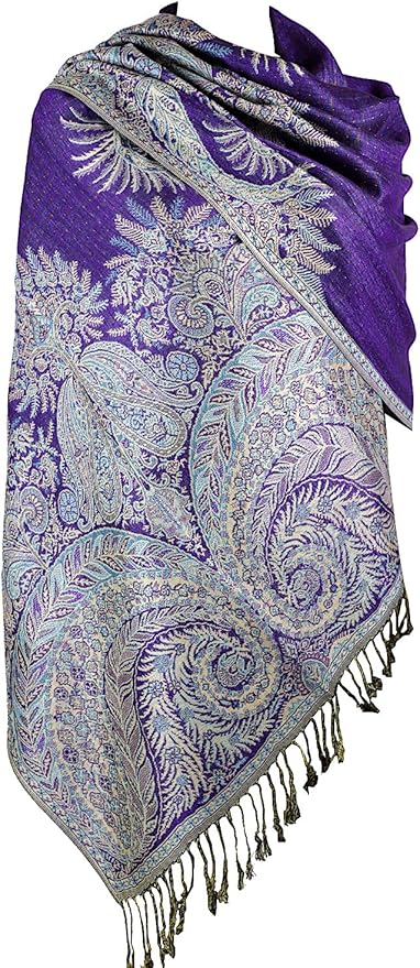 Achillea Big Paisley Pashmina Shawl Wrap for Women – Elegant Scarf for Weddings, Evening Dresses, Festivals & Daily Wear