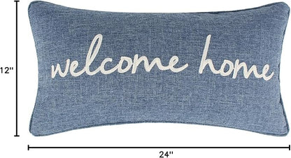 Levtex Home - Tobago - Decorative Pillow (12 x 24 in.) - Welcome Home - Blue and White