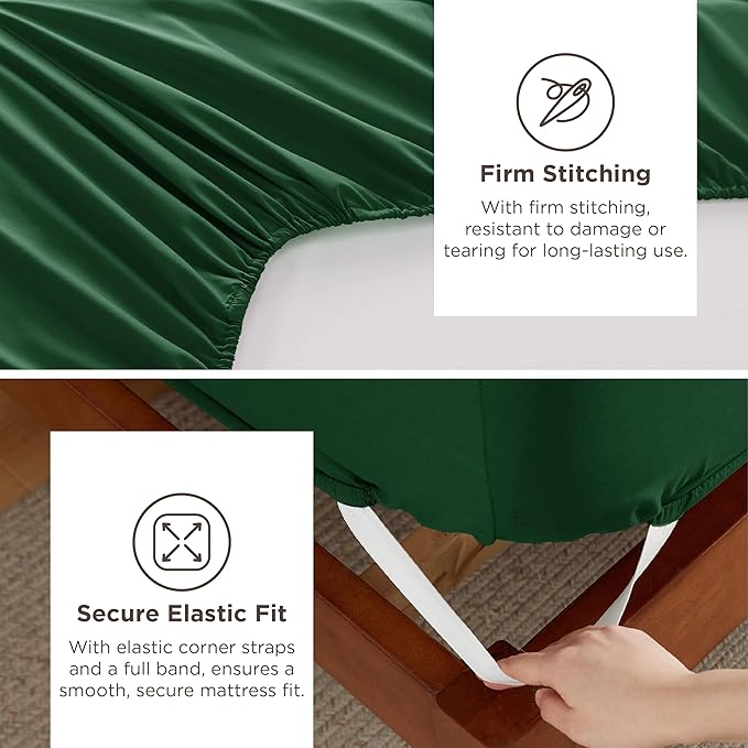 Bedsure Deep Pocket King Sheet Set - Fits Mattresses Up to 21 Inches Thick - 4 Piece GentleSoft Bed Sheets, Moisture Wicking, Soft & Cooling Bedsheet & Pillowcases, Easy & Secure Fit, Emerald Green