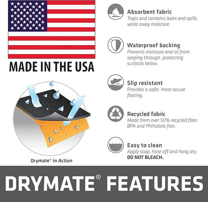 Drymate XL Oil Spill Mat (36" x 59") (12-Pack), Premium Absorbent Oil Pad, Reusable, Washable, Durable, Waterproof Backing Contains Liquids, Protects Garage Floor Surface (USA Made)