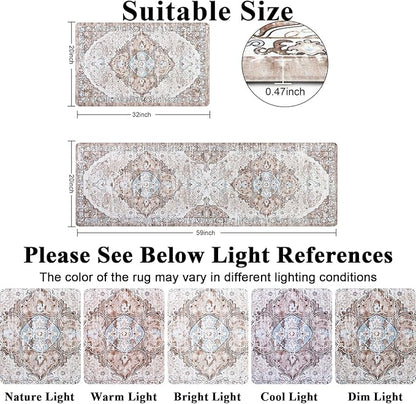 Ileading Anti Fatigue Kitchen Rugs Sets of 2 Cushioned Kitchen Mats for Floor Waterproof Kitchen Mat Set Non Slip Comfort Standing Mat for Kitchen, Office, Sink, Laundry