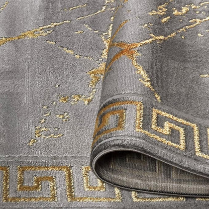 GLORY RUGS Area Rugs Marble 4x5 Grey Gold Carpet Modern Abstract Rug Living Room Dining Bedroom Rug