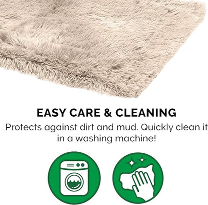 Furhaven Waterproof Throw Blanket for Dogs & Indoor Cats, Washable - Shaggy Plush Calming Long Faux Fur & Velvet Dog Blanket - Taupe, Large